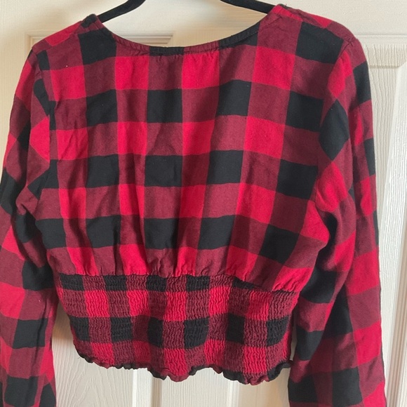 Sim & Sam Plaid Red and Black Women's Top size X-Large - Picture 7 of 9